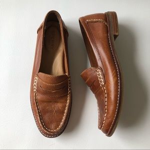 Sperry Seaport Leather Penny Loafers Cognac Brown size 6.5